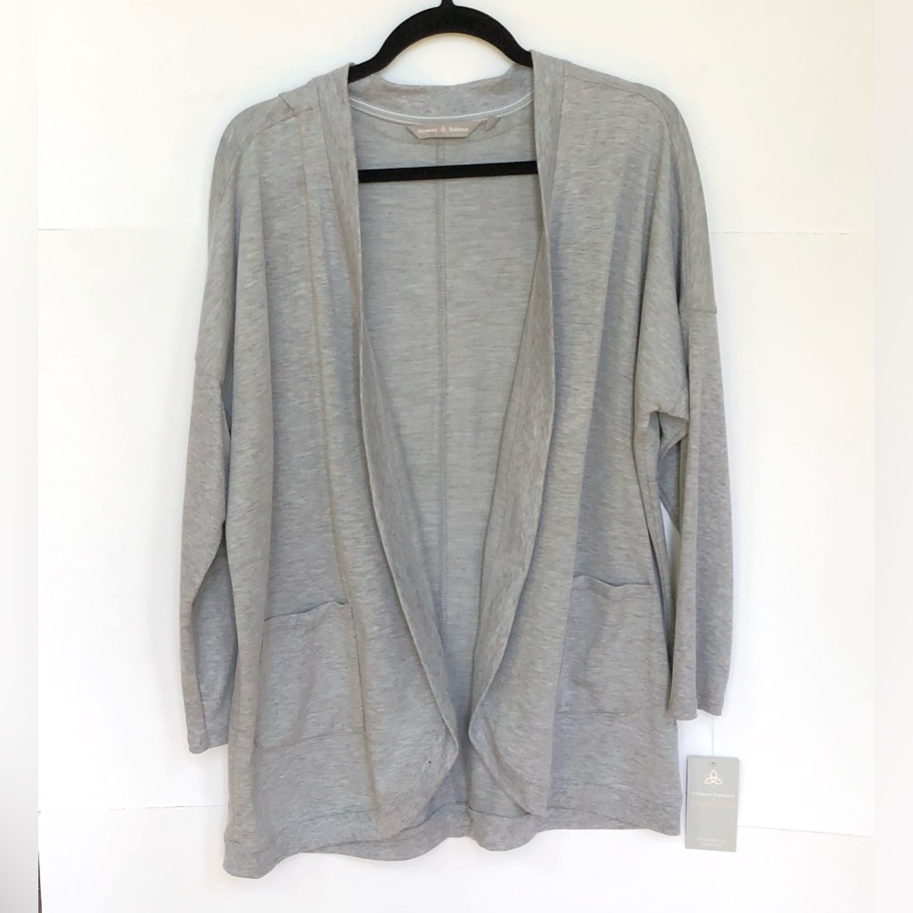 NWT Harmony Balance gray open front 3/4 sleeve soft cardigan sweater 1X
